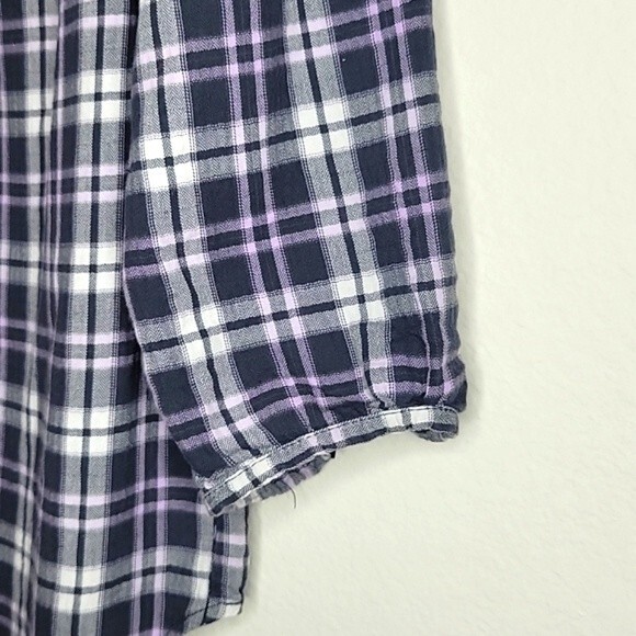 H&M DIVIDED Plaid Gray Pink Long Sleeve Button Up Shirt size 4 Pintuck Collared - Picture 6 of 16